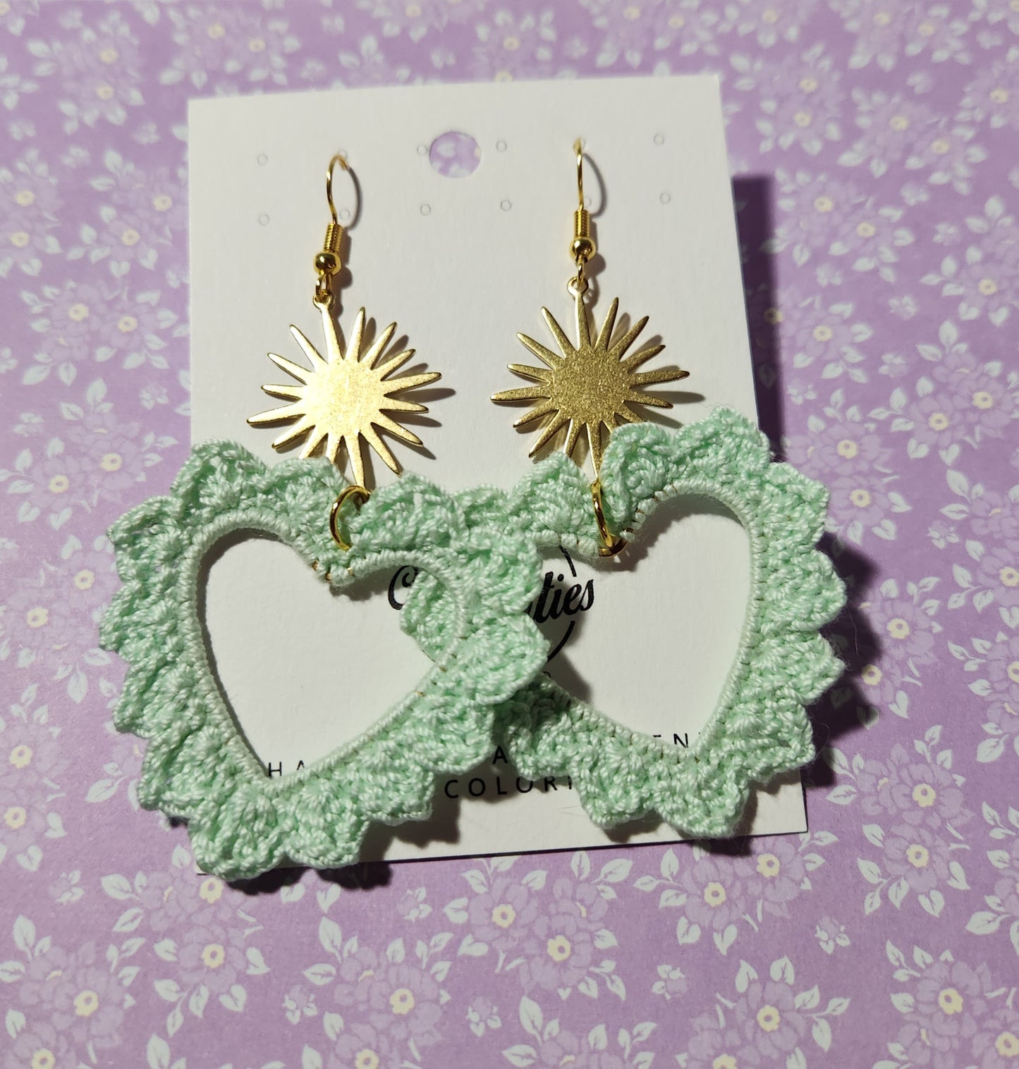 Corazon Tejido Crochet Earrings