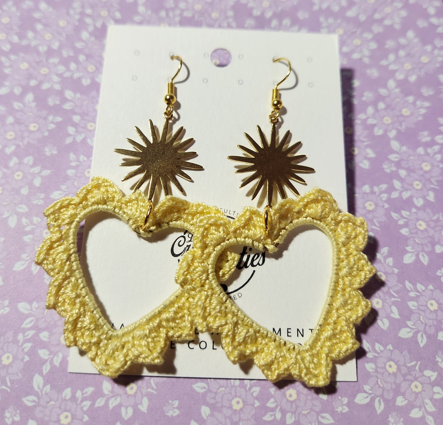 Corazon Tejido Crochet Earrings