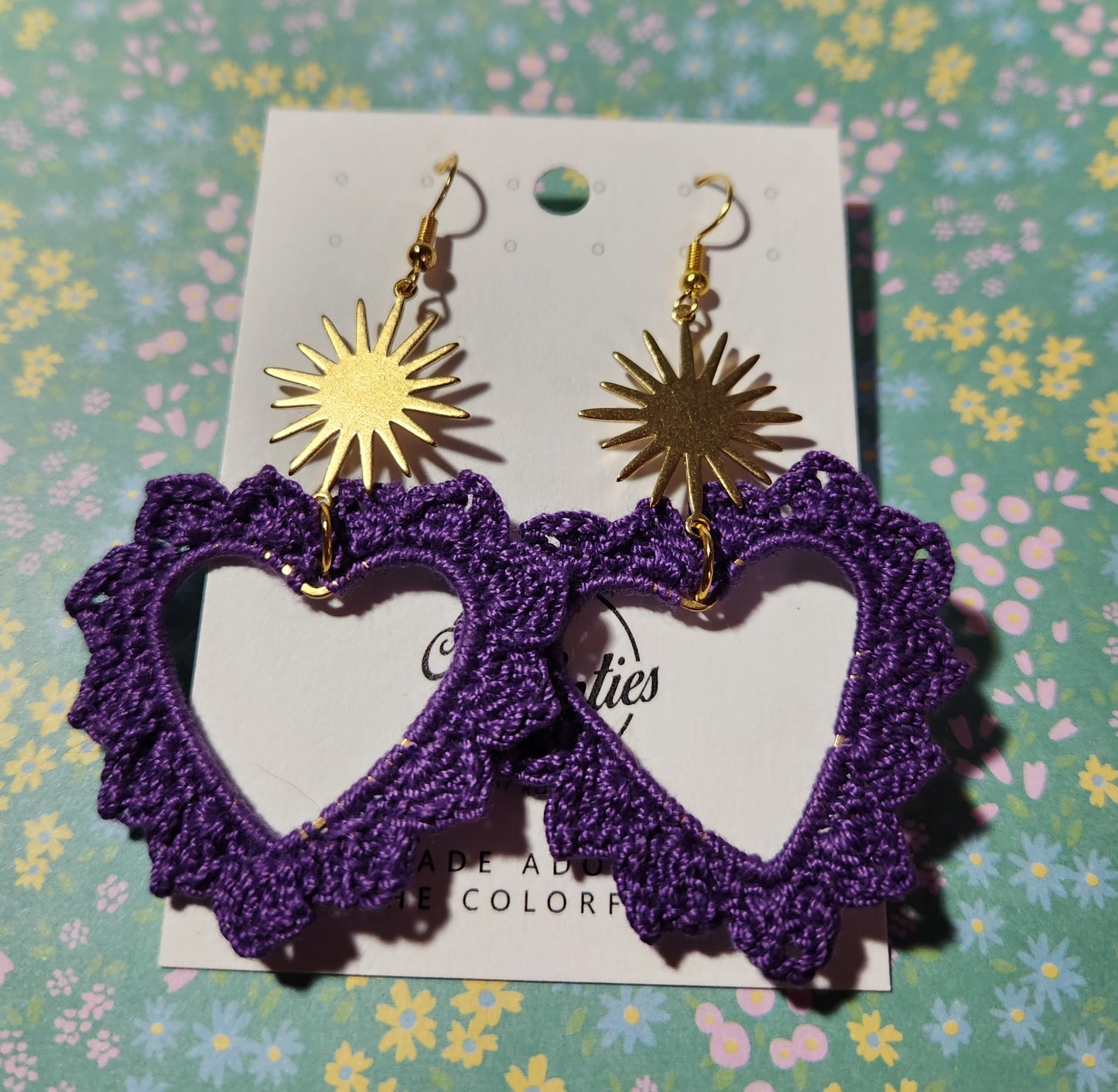 Corazon Tejido Crochet Earrings