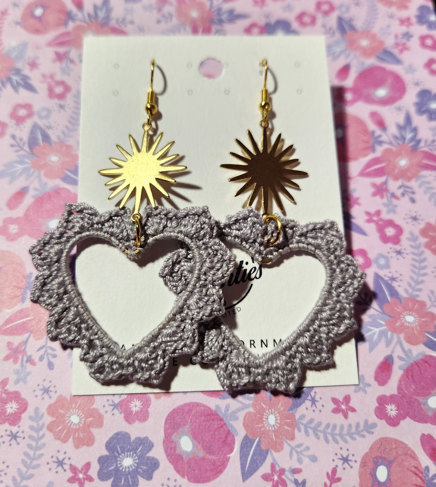 Corazon Tejido Crochet Earrings