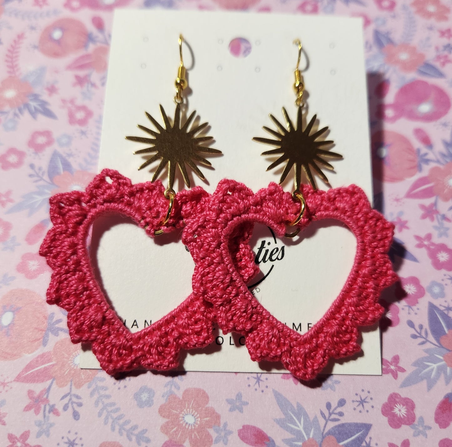 Corazon Tejido Crochet Earrings