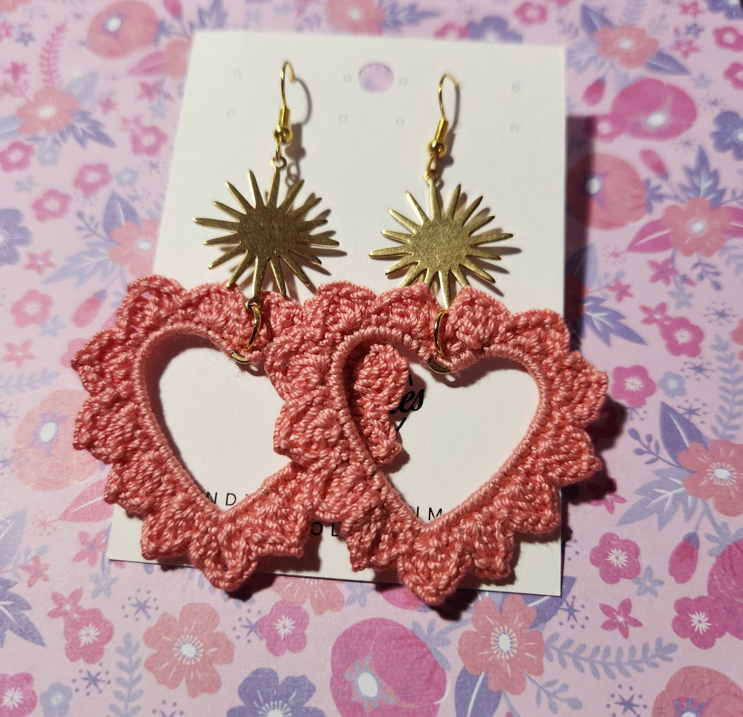 Corazon Tejido Crochet Earrings