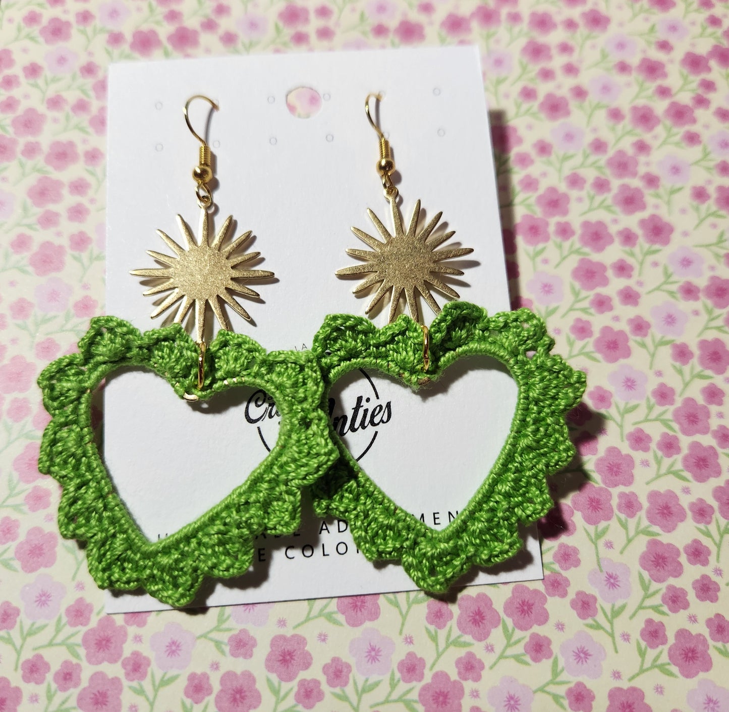 Corazon Tejido Crochet Earrings